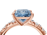 Rose gold Fancy Blue Princess  Cut Diamond Vine Band with Four-Prong Setting_44