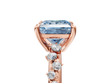Rose gold Fancy Blue Princess  Cut Diamond Vine Band with Four-Prong Setting_45