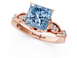Rose gold Fancy Blue Princess  Cut Diamond with Milgrain Marquise and Bezel Accents on a Solitaire Band with Prong Setting_212