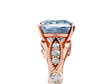 Rose gold Fancy Blue Princess  Cut Diamond with Milgrain Marquise and Bezel Accents on a Solitaire Band with Prong Setting_216