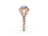Rose gold Fancy Blue Princess  Cut Double Halo Split Shank Diamond Ring with Prong Setting_51