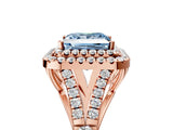 Rose gold Fancy Blue Princess  Cut Double Halo Split Shank Diamond Ring with Prong Setting_54