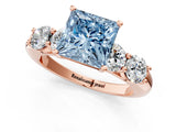 Rose gold Fancy Blue Princess  Cut Five-Stone Prong Set Diamond Ring with Classic Band_32