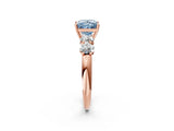 Rose gold Fancy Blue Princess  Cut Five-Stone Prong Set Diamond Ring with Classic Band_33