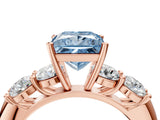 Rose gold Fancy Blue Princess  Cut Five-Stone Prong Set Diamond Ring with Classic Band_35