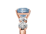 Rose gold Fancy Blue Princess  Cut Five-Stone Prong Set Diamond Ring with Classic Band_36