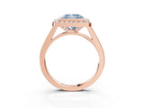 Rose gold Fancy Blue Princess Cut Halo Bezel Diamond Pave Band Ring_3