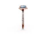 Rose gold Fancy Blue Princess  Cut Halo Diamond Engagement Ring with Pave Band and Four-Prong Setting_22