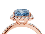Rose gold Fancy Blue Princess  Cut Halo Diamond Engagement Ring with Pave Band and Four-Prong Setting_24