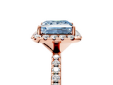Rose gold Fancy Blue Princess  Cut Halo Diamond Engagement Ring with Pave Band and Four-Prong Setting_25