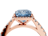 Rose gold Fancy Blue Princess  Cut Halo Diamond Engagement Ring with Pave Band and Four-Prong Setting_32