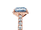 Rose gold Fancy Blue Princess  Cut Halo Diamond Engagement Ring with Pave Band and Four-Prong Setting_33