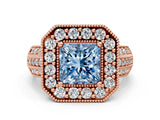 Rose gold Fancy Blue Princess Cut Halo Diamond Engagement Ring with Pave Split Shank and Four-Prong Setting_12