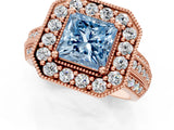 Rose gold Fancy Blue Princess Cut Halo Diamond Engagement Ring with Pave Split Shank and Four-Prong Setting_13