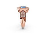 Rose gold Fancy Blue Princess Cut Halo Diamond Engagement Ring with Pave Split Shank and Four-Prong Setting_14