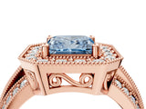 Rose gold Fancy Blue Princess Cut Halo Diamond Engagement Ring with Pave Split Shank and Four-Prong Setting_16