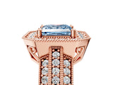 Rose gold Fancy Blue Princess Cut Halo Diamond Engagement Ring with Pave Split Shank and Four-Prong Setting_17