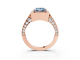 Rose gold Fancy Blue Princess Cut Halo Diamond Engagement Ring with Split Shank Band and Four-Prong Setting_3