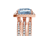 Rose gold Fancy Blue Princess  Cut Halo Diamond Engagement Ring with Split Shank and Four-Prong Setting_25