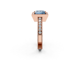 Rose gold Fancy Blue Princess  Cut Halo Diamond Pave Band Ring with Four-Prong Setting_47