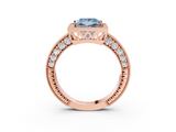 Rose gold Fancy Blue Princess  Cut Halo Diamond Pave Band Ring with Four-Prong Setting_48