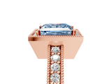 Rose gold Fancy Blue Princess  Cut Halo Diamond Pave Band Ring with Four-Prong Setting_50