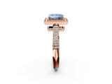 Rose gold Fancy Blue Princess  Cut Halo Diamond Pave Band with Four-Prong Setting_39