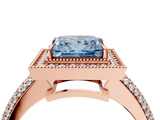 Rose gold Fancy Blue Princess  Cut Halo Diamond Pave Band with Four-Prong Setting_41