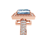 Rose gold Fancy Blue Princess  Cut Halo Diamond Pave Band with Four-Prong Setting_42