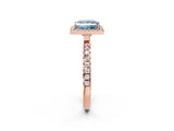 Rose gold Fancy Blue Princess Cut Halo Diamond Pave Band with Prong Setting_2