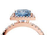 Rose gold Fancy Blue Princess Cut Halo Diamond Pave Band with Prong Setting_4