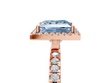 Rose gold Fancy Blue Princess Cut Halo Diamond Pave Band with Prong Setting_5