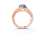 Rose gold Fancy Blue Princess  Cut Halo Diamond Ring with Channel Set Band and Four-Prong Setting_35