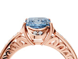 Rose gold Fancy Blue Princess  Cut Halo Diamond Ring with Channel Set Band and Four-Prong Setting_36
