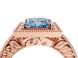 Rose gold Fancy Blue Princess  Cut Halo Diamond Ring with Pavé Band and Four-Prong Setting_56