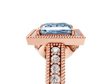 Rose gold Fancy Blue Princess  Cut Halo Diamond Ring with Pavé Band and Four-Prong Setting_57