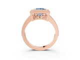 Rose gold Fancy Blue Princess  Cut Halo Diamond Ring with Pavé Band and Milgrain Prong Setting_35