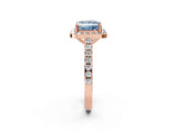 Rose gold Fancy Blue Princess Cut Halo Diamond Ring with Pavé Band and Three-Prong Setting_2