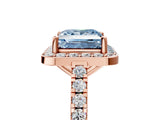 Rose gold Fancy Blue Princess Cut Halo Diamond Ring with Pavé Band and Three-Prong Setting_5