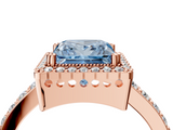 Rose gold Fancy Blue Princess  Cut Halo Diamond Ring with Pave Band and Four-Prong Setting_28