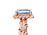 Rose gold Fancy Blue Princess Cut Halo Diamond Solitaire with Filigree Band and Four-Prong Setting_17
