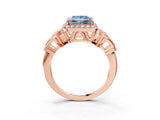 Rose gold Fancy Blue Princess Cut Halo Diamond Split Shank Engagement Ring with Four-Prong Setting_3