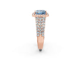 Rose gold Fancy Blue Princess Cut Halo Pavé Diamond Engagement Ring with Split Shank and Four-Prong Setting_5