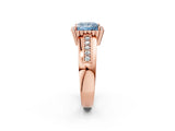 Rose gold Fancy Blue Princess  Cut Halo Pave Band Four-Prong Ring_51