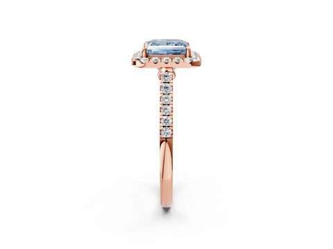 Rose gold Fancy Blue Princess Cut Halo Pave Diamond Engagement Ring with Four-Prong Setting_2