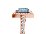 Rose gold Fancy Blue Princess  Cut Halo Pave Split Shank Prong Setting Ring_37