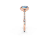 Rose gold Fancy Blue Princess Cut Halo Round Diamond Pavé Band with Four-Prong Setting_17