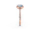 Rose gold Fancy Blue Princess Cut Halo Round Diamond Pavé Band with Four-Prong Setting_5