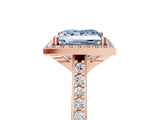 Rose gold Fancy Blue Princess Cut Halo Round Diamond Pavé Band with Four-Prong Setting_8