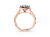 Rose gold Fancy Blue Princess Cut Halo Round Diamond Solitaire Engagement Ring with Pave Band and Four-Prong Setting_15